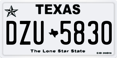 TX license plate DZU5830