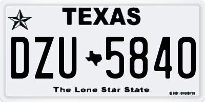 TX license plate DZU5840