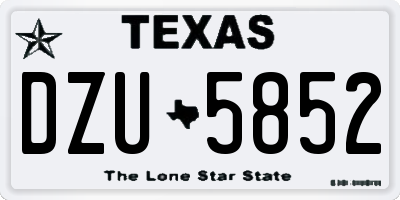 TX license plate DZU5852