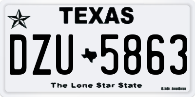 TX license plate DZU5863