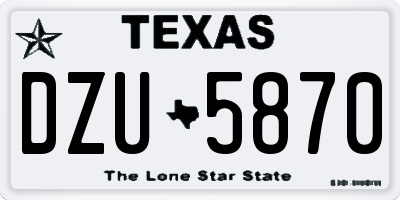 TX license plate DZU5870