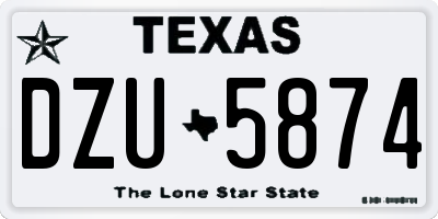 TX license plate DZU5874