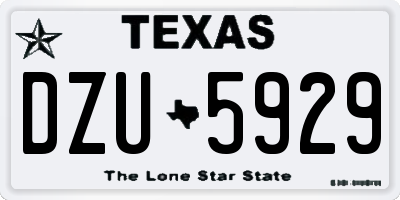 TX license plate DZU5929