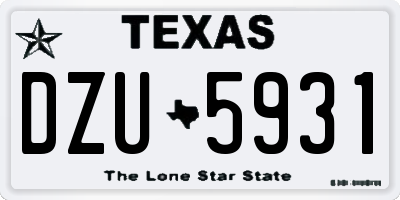 TX license plate DZU5931