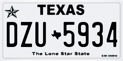 TX license plate DZU5934