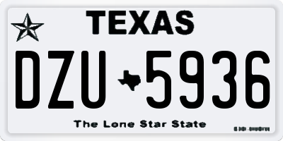 TX license plate DZU5936