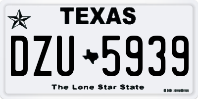 TX license plate DZU5939