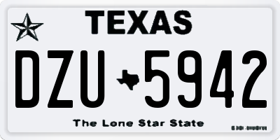 TX license plate DZU5942
