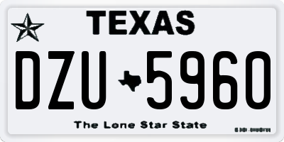 TX license plate DZU5960