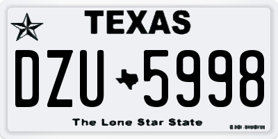 TX license plate DZU5998
