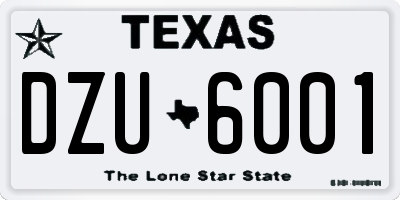 TX license plate DZU6001