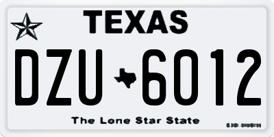 TX license plate DZU6012