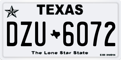 TX license plate DZU6072