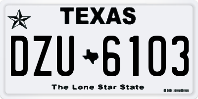 TX license plate DZU6103