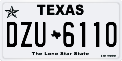 TX license plate DZU6110
