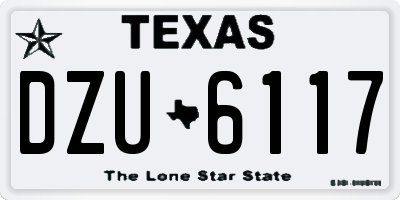 TX license plate DZU6117