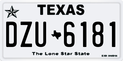 TX license plate DZU6181