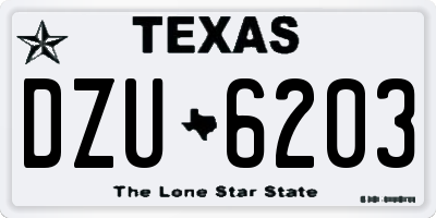 TX license plate DZU6203