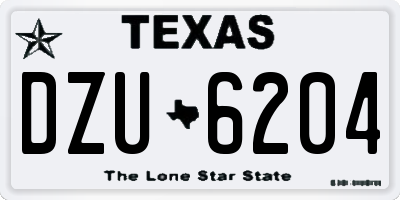 TX license plate DZU6204