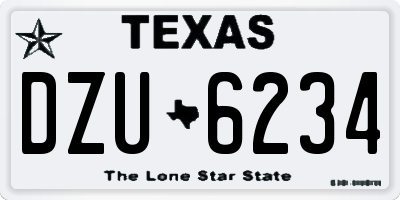 TX license plate DZU6234