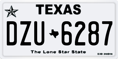 TX license plate DZU6287