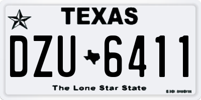 TX license plate DZU6411