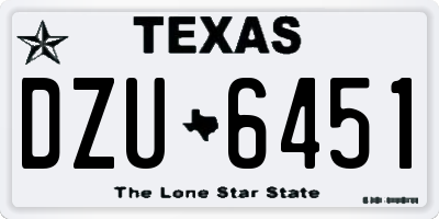 TX license plate DZU6451