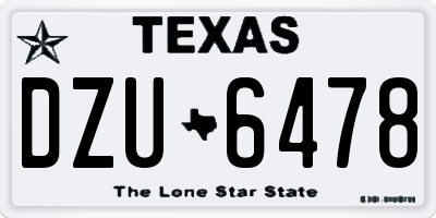 TX license plate DZU6478