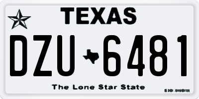 TX license plate DZU6481