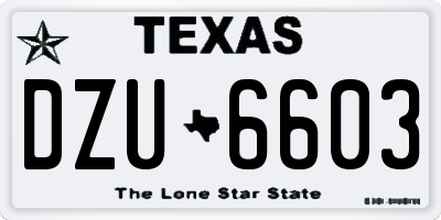 TX license plate DZU6603