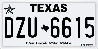 TX license plate DZU6615