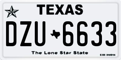 TX license plate DZU6633