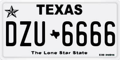 TX license plate DZU6666