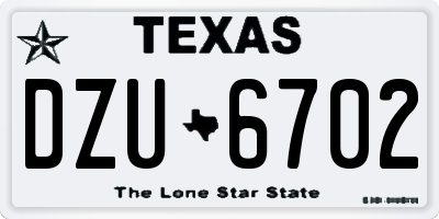 TX license plate DZU6702