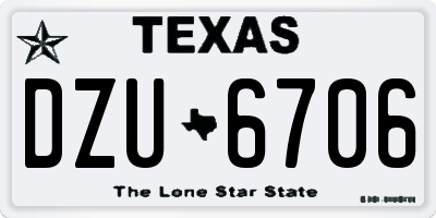 TX license plate DZU6706