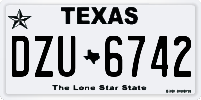 TX license plate DZU6742