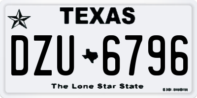 TX license plate DZU6796