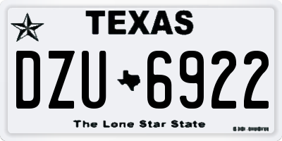 TX license plate DZU6922