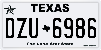 TX license plate DZU6986
