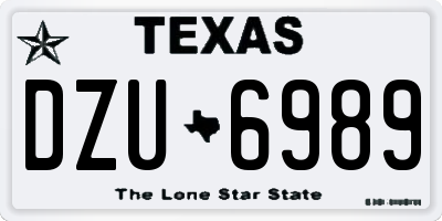 TX license plate DZU6989