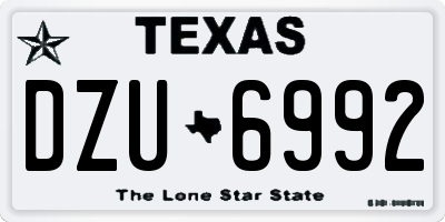 TX license plate DZU6992
