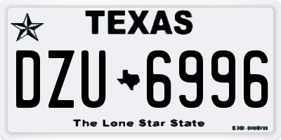 TX license plate DZU6996