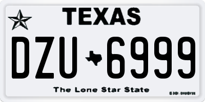 TX license plate DZU6999