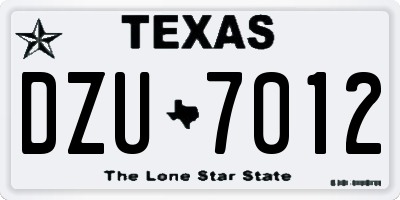TX license plate DZU7012