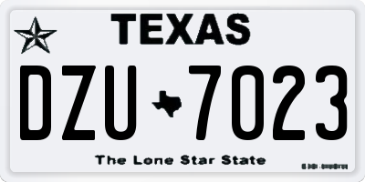 TX license plate DZU7023