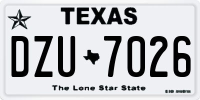 TX license plate DZU7026