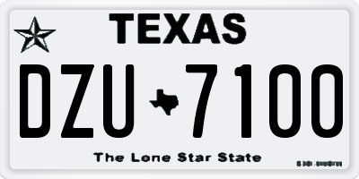 TX license plate DZU7100