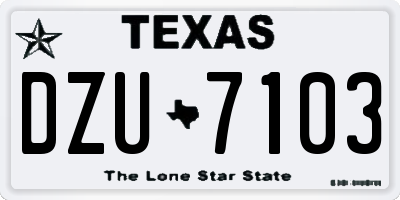 TX license plate DZU7103
