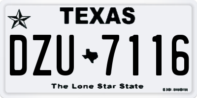 TX license plate DZU7116
