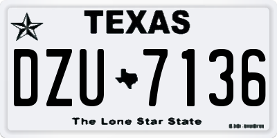 TX license plate DZU7136